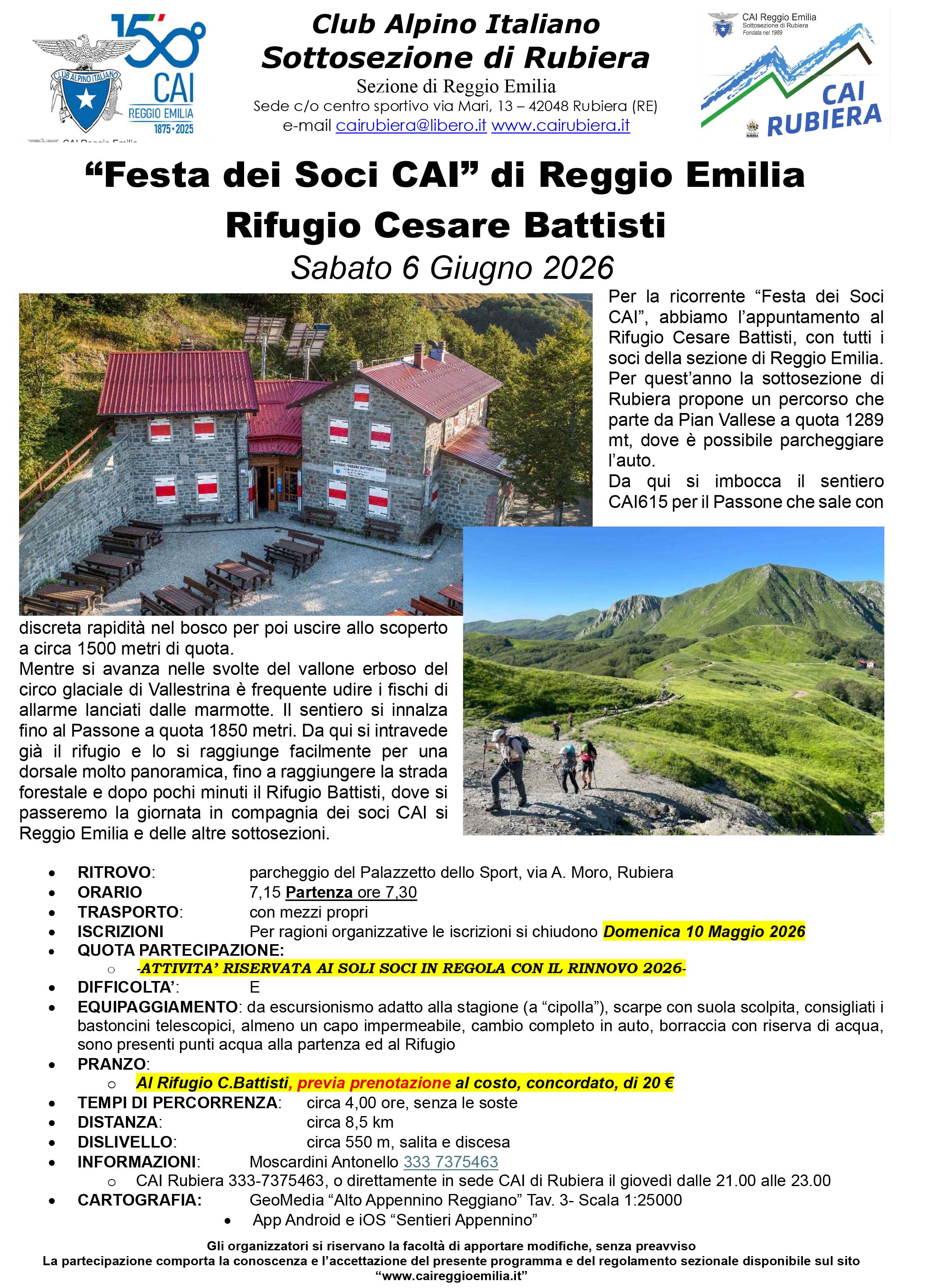 Festa dei Soci CAI al Rifugio Cesare Battisti